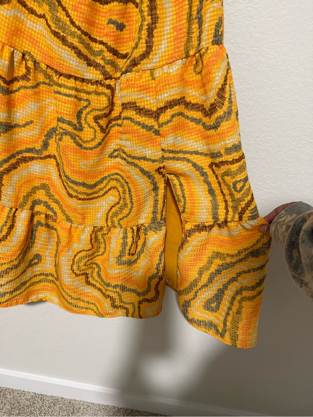 Sam Edelman Yellow Marble-Print Halter Midi Dress - Picture 3 of 8